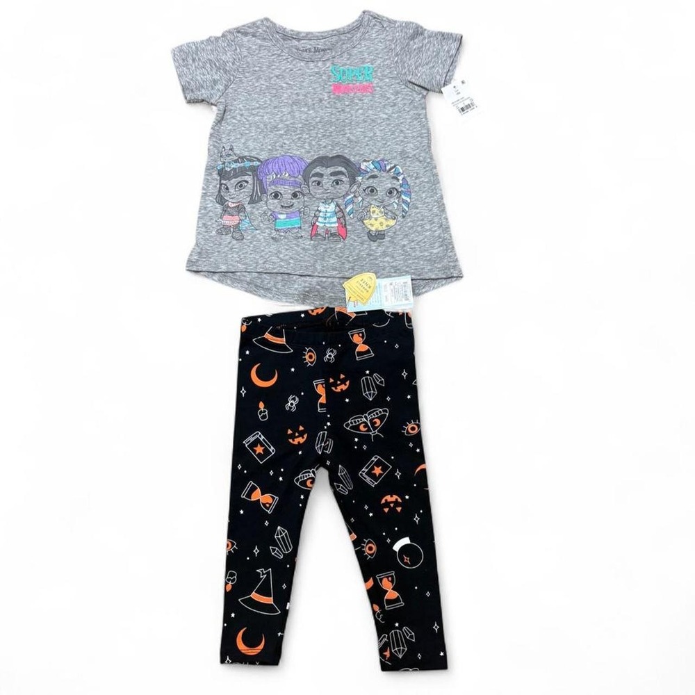 NWT Halloween Set Baby Girls 18M Super Monsters Tee & Spooky Leggings Whimsigoth